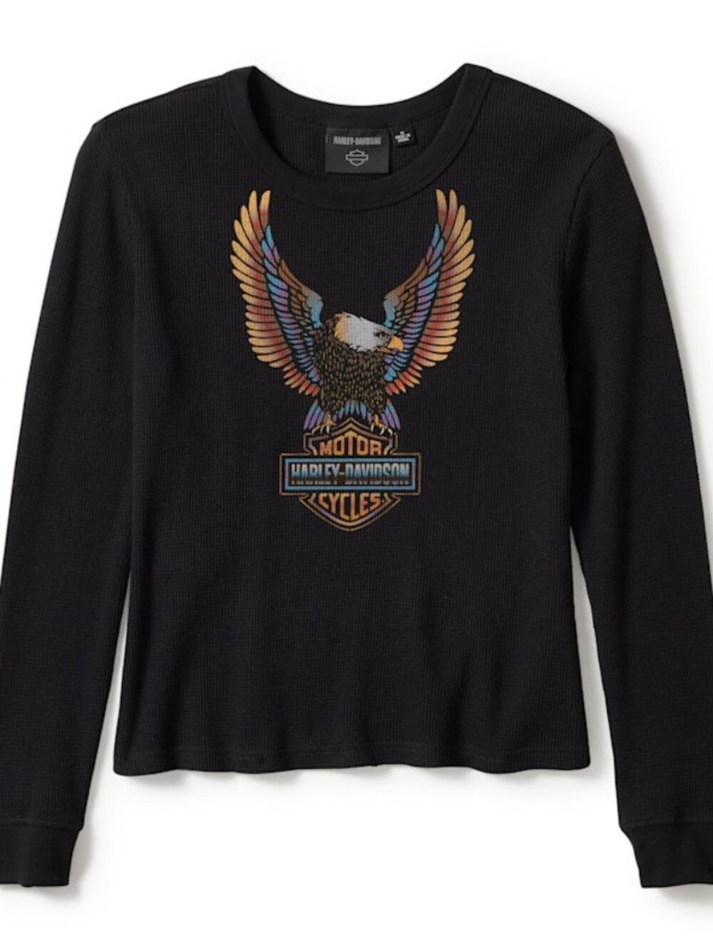 Women's Harley-Davidson Neon Eagle Waffle-knit Long Sleeve - Picture 1 of 3